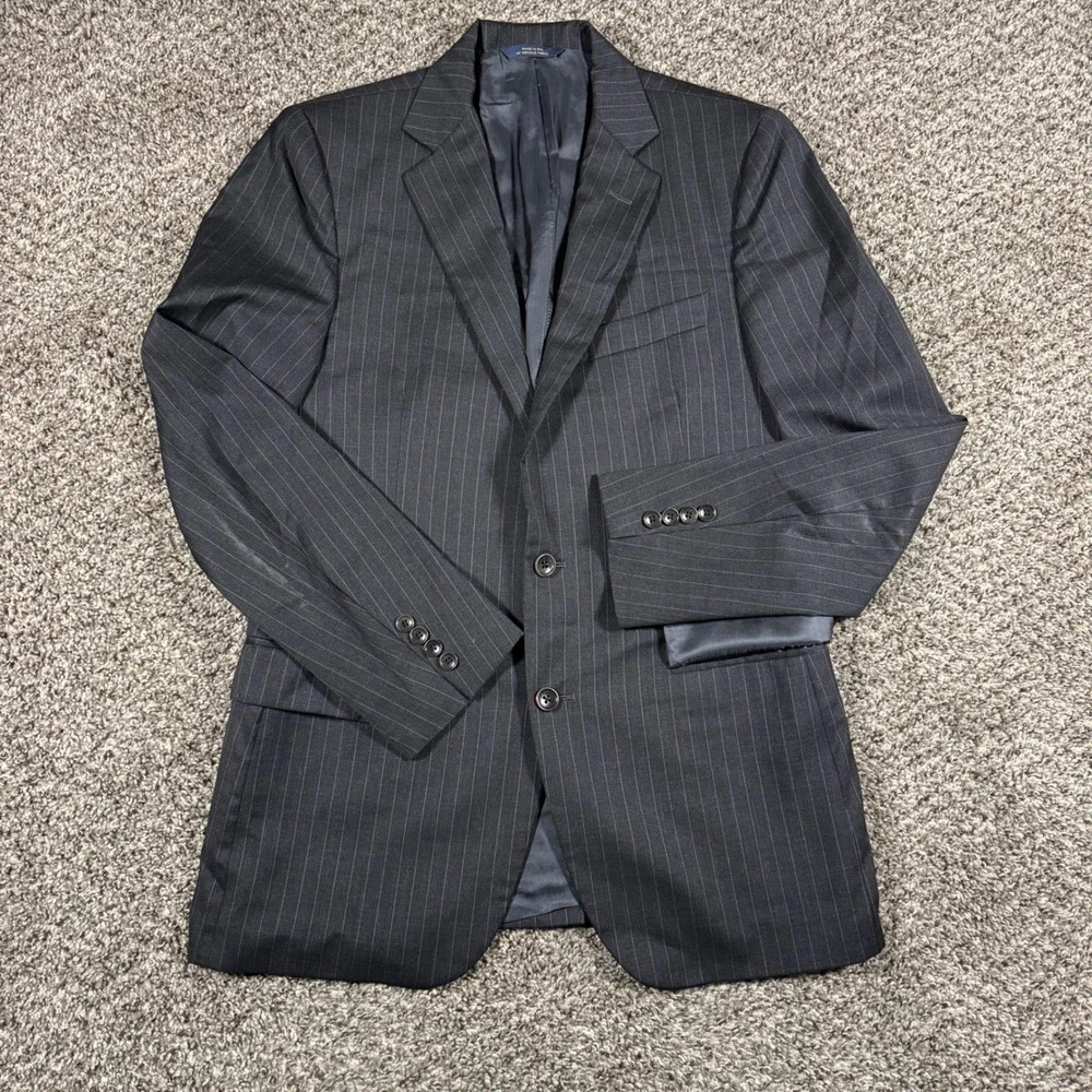 Brooks Brothers 1818 Fitzgerald Blazer 38R Grey Pinstripe Wool Trabaldo Togna